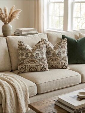 Schumacher “Crowley Epingle Brown”Neutral Decorative Accent Pillow Covers